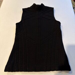Three Dots Size Small‎ Tank Quilted Black Zipper Turtleneck Made In USA